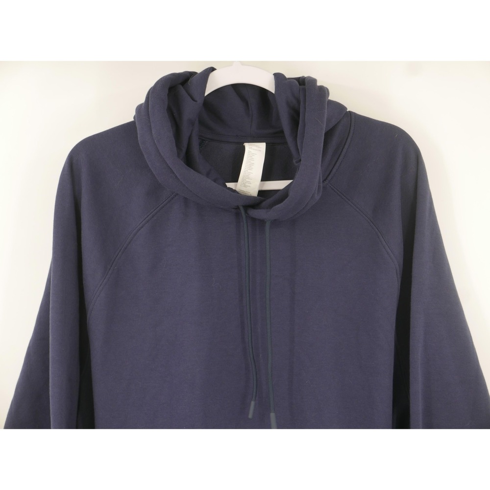 Fabletics Hoodie Mens XL Blue Fleece Raglan Funnel Neck Pullover Sweatshirt